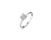 Four-Prong Solitaire Round Cut 0.8ct CZ Diamond Engagement Ring In Sterling Silver