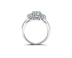 Three Stone Round Cut SONA Diamond Engagement Ring in Sterling Silver