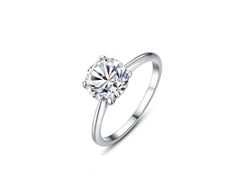 Four-Prong Solitaire Round Cut 2.0ct CZ Diamond Engagement Ring In Sterling Silver