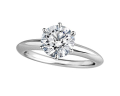 Classic Six-Prong Solitaire Round Cut SONA Diamond Engagement Ring in Sterling Silver