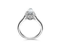 Halo Pear Cut SONA Diamond Engagement Ring in Sterling Silver