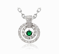 Double Circle Eternal CZ Diamond Pendant Necklace