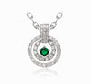 Double Circle Eternal CZ Diamond Pendant Necklace