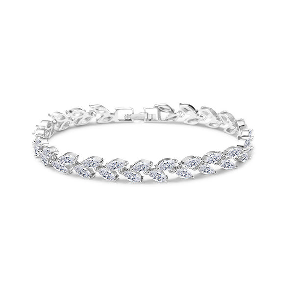 Double-Leaf CZ Diamond Bracelet