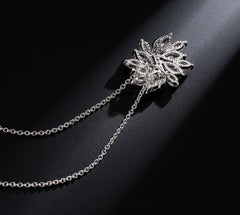 Large Floral Swirl Pendant CZ Diamond Necklace