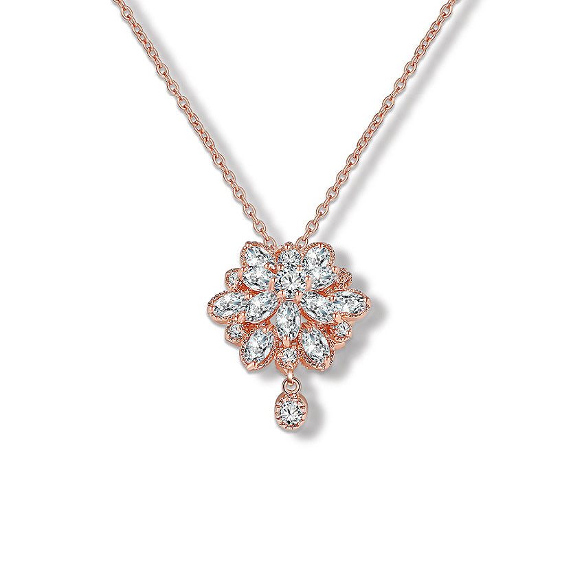 Charming Flower CZ Diamond Pendant Necklace