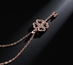 Heart Key CZ Diamond Pendant Necklace