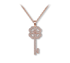 Heart Key CZ Diamond Pendant Necklace