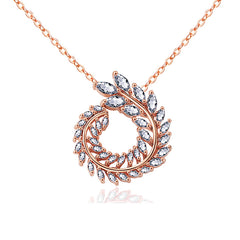 Modern Wreath Marquise Pendant CZ Diamond Necklace