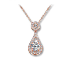 MyKay Round CZ Diamond in Tear Drop Pendant Necklace RG