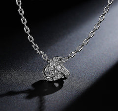 Romantic Love Knot CZ Diamond Pendant Necklace