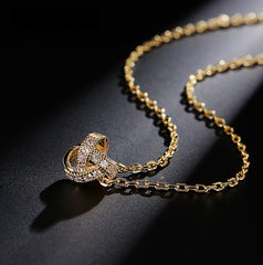 Romantic Love Knot CZ Diamond Pendant Necklace