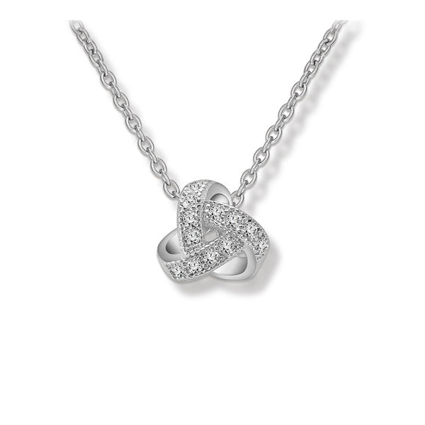 Romantic Love Knot CZ Diamond Pendant Necklace