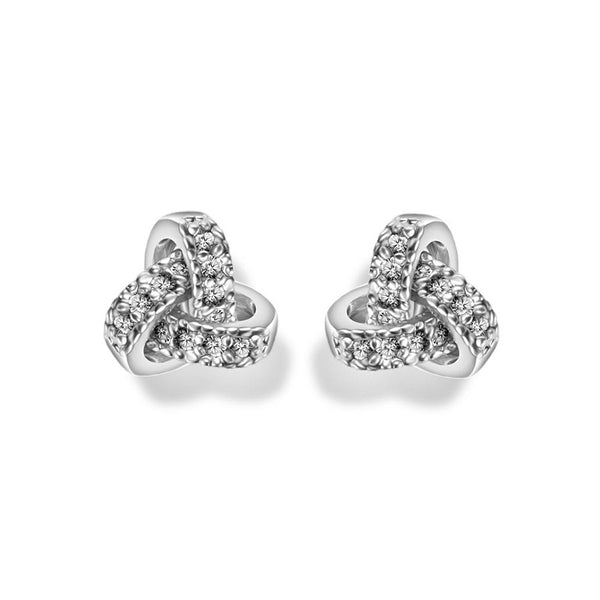 MyKay Romantic Love Knot CZ Diamond Earrings
