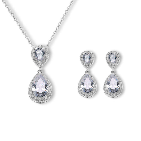 Double Halo Pear Cut CZ Diamond Bridal Set