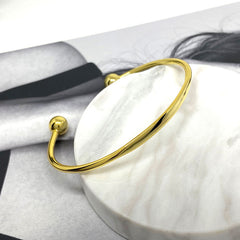 Double Ball Bangle in Sterling Silver Gold Vermeil