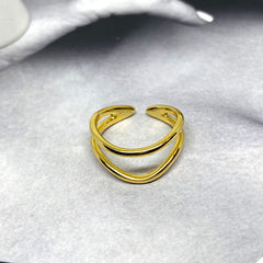Adjustable Double Line Ring in Sterling Silver Gold Vermeil