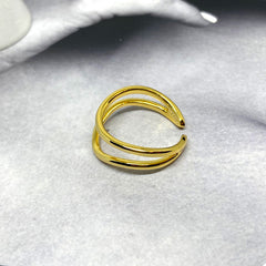 Adjustable Double Line Ring in Sterling Silver Gold Vermeil