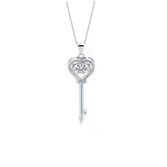 Moving Heart Key Pendant Sterling Silver Necklace