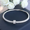 Stylish Circle CZ Diamond Bangle Bracelet in Sterling Silver