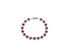 MyKay Elegant Halo Round Cut CZ Diamond Bridal Bracelet RED