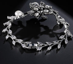 MyKay Pearl and Petal CZ Diamond Bridal Bracelet SV1
