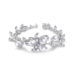 MyKay Pearl and Petal CZ Diamond Bridal Bracelet SV