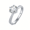 Side Stone 6-Prong 1.0CTW Moissanite Round Solitaire Engagement Ring