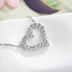 Heart Pendant CZ Diamond Sterling Silver Necklace