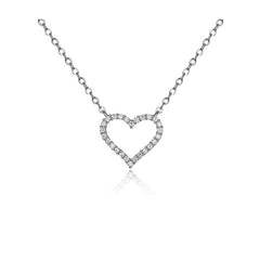 Heart Pendant CZ Diamond Sterling Silver Necklace