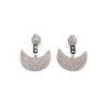 Moon Crescent Pavé CZ Diamond Sterling Silver Earrings