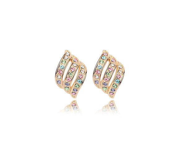 Wave Pavé CZ Diamond Multi-colour Stud Earrings