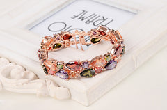 Luxury Double Row Pear Round Multi-colour CZ Diamond Bracelet