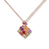 Gorgeous Square-shape Pendant Multi-colour CZ Diamond Necklace