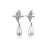 CZ Diamond Pearl Drop Sterling Silver Earrings