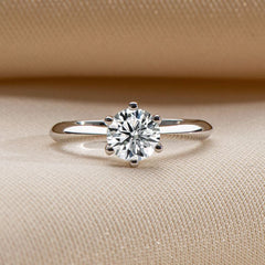 Six-Prong 1.0CTW Moissanite Round Solitaire Engagement Ring
