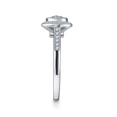 MyKay Elegant Bezel Halo Cushion 1.0ct CZ Diamond Engagement Ring In Sterling Silver 03