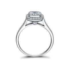 MyKay Elegant Bezel Halo Cushion 1.0ct CZ Diamond Engagement Ring In Sterling Silver 02