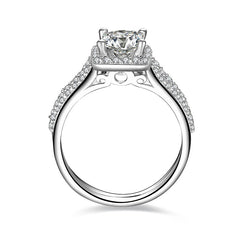 Beautiful Halo Princess Cut SONA Diamond Bridal Ring Set in Sterling Silver