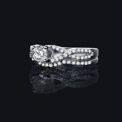 Twisted Round Cut SONA Diamond Bridal Ring Set in Sterling Silver