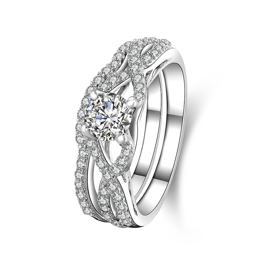 MyKay Twisted Round Cut 0.5ct CZ Diamond Bridal Ring Set – MyKay