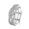 Twisted Round Cut SONA Diamond Bridal Ring Set in Sterling Silver