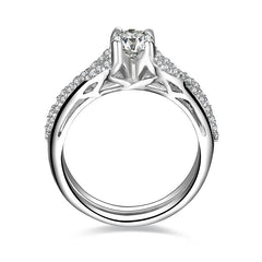 Twisted Round Cut SONA Diamond Bridal Ring Set in Sterling Silver