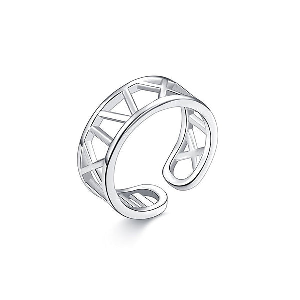 MyKay Roman Numeral Adjustable Ring in Sterling Silver