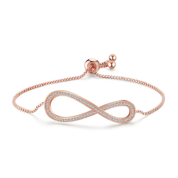 MyKay Adjustable Infinity Swarovski Crystal Bracelet Rose Gold