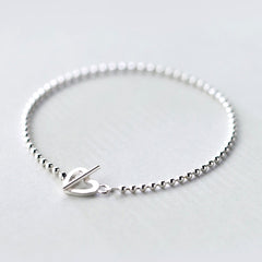 Mini Beads Heart Toggle Bracelet in Sterling Silver