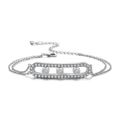 Sparkling Cage Bracelet with Rolling Swarovski Elements White Gold