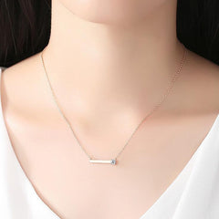 Bar Necklace With CZ Diamond in Sterling Silver