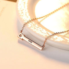 Bar Necklace With CZ Diamond in Sterling Silver