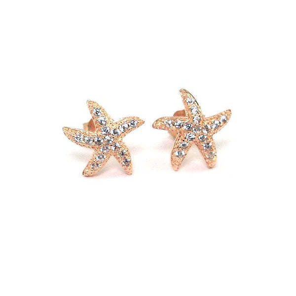 MyKay Starfish Pave Swarovski Crystal Stud Earrings in Sterling Silver rg